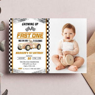 Invitación Fast One Race Car Boy Fiesta de cumpleaños 1ª foto