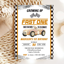 Invitación Fast One Race Car Boy Primer Fiesta de cumpleaños