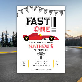 Invitación Fast One Race Car Primera fiesta de cumpleaños de 