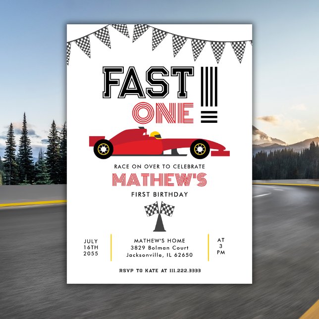 Invitación Fast One Race Car Primera fiesta de cumpleaños de  (Subido por el creador)