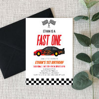 Fast One Red Flame Race Car Primer Fiesta de cumpl