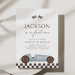 Invitación Fast One Vintage Race Car Boy primer cumpleaños<br><div class="desc">¡Celebra tu rápido y furioso hijo de un año con esta invitación de cumpleaños con tema de carrera!</div>