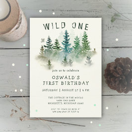 Invitación Fauna de color de agua silvestre en Woodland Anima