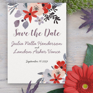 Invitación Fauna de la flora Verde azulada rosa roja de Boho 