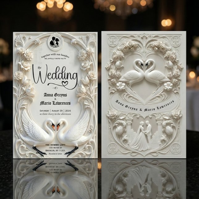 Invitación Faux 3D Sculpted Plaster Effect Ivory Wedding  (Subido por el creador)