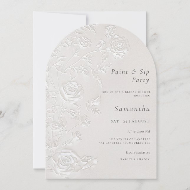 Invitación Faux Blind Embossed Bridal Shower (Anverso)