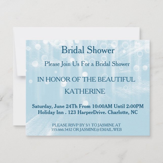 Invitación Faux Blue Glittering Fab Confetti Sparkles Dots (Anverso)