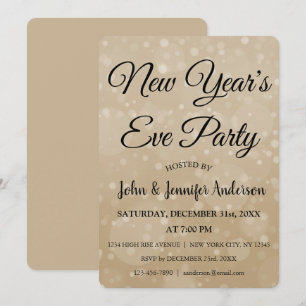 Invitación Faux Bokeh, Fiesta de Nochevieja de 2019