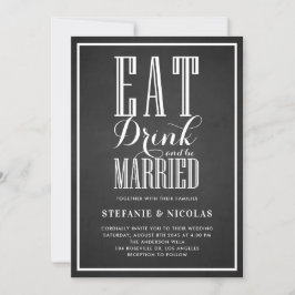 Invitación Faux Chalkboard Coma, bebe y sé Boda casado