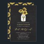 Invitación Faux Chalkboard Yellow Sunflowers Bat Mitzvah<br><div class="desc">Invite a su familia y amigos a su evento con esta invitación de mitzvah de murciélago personalizable. Cuenta con girasoles amarillos en un tarro de albañil sobre un fondo falso de pizarra. Personalice agregando sus detalles. Esta invitación al mitzvah de murciélago de girasol es perfecta para cualquier tema o temporada....</div>