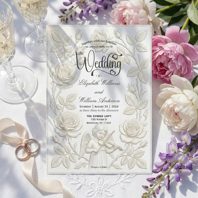Invitación Faux Embossed 3D Floral Bas-Relief Effect (Subido por el creador)