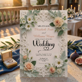 Invitación Faux Embossed Floral Elegance Spring Wedding