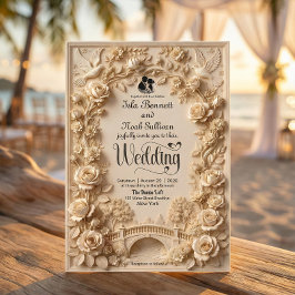 Invitación Faux Embossed Floral Relief Effect Classic Wedding