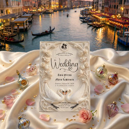 Invitación Faux Embossed Relief Sculpted Swans Wedding 