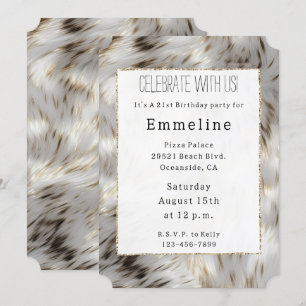 Invitación Faux Faux Gris White Gold