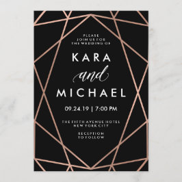 Invitación Faux geométricos modernos Rosa de oro sobre Boda n