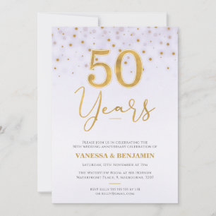 Invitación Faux Gold 50 años 50 aniversario Boda
