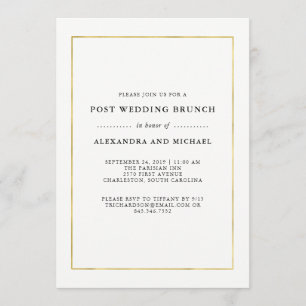 Invitación Faux Gold Border Boda Brunch