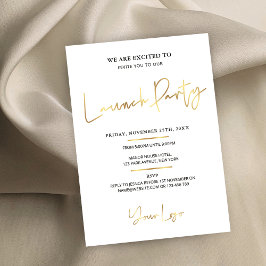 Invitación Faux Gold Business Grand Opening Launch Fiesta