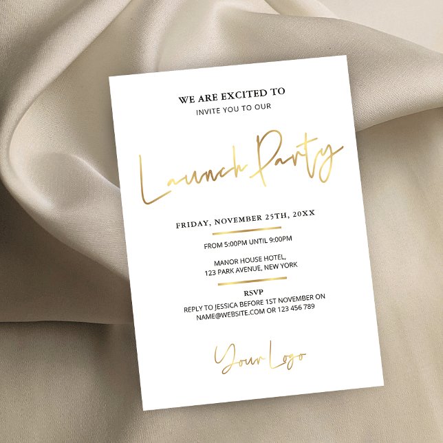 Invitación Faux Gold Business Grand Opening Launch Fiesta (Subido por el creador)