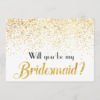 Invitación Faux Gold Confetti Dots Serás mi dama de honor