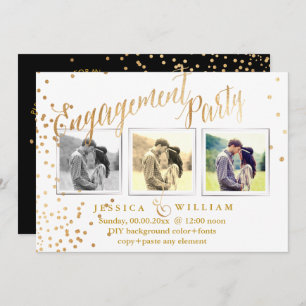 Invitación Faux Gold Confetti Engagement Party