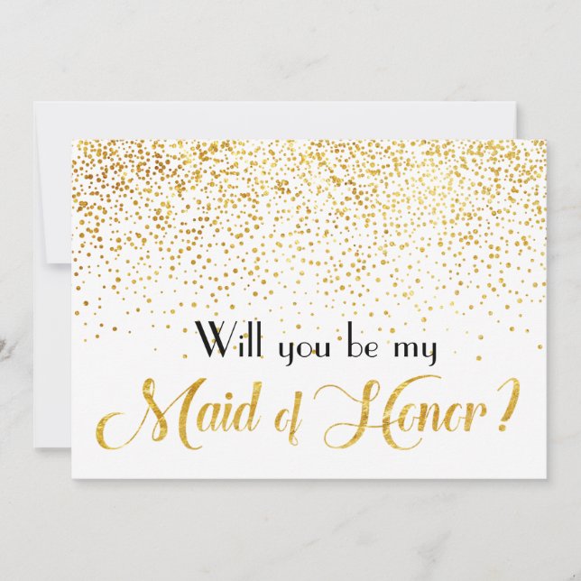 Invitación Faux Gold Confetti serás mi empleada de honor (Anverso)