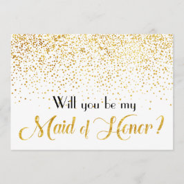 Invitación Faux Gold Confetti serás mi empleada de honor