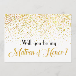 Invitación Faux Gold Confetti serás mi matrón de honor