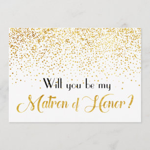 Invitación Faux Gold Confetti serás mi matrón de honor