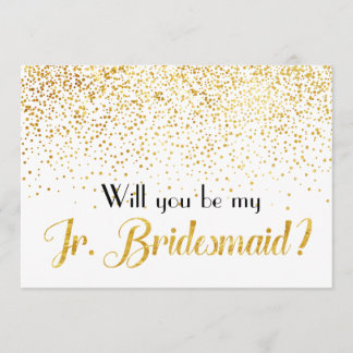 Invitación Faux Gold Confetti Serás mi novia Jr.