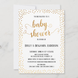 Invitación Faux Gold Confetti Typografía Baby Shower