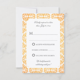Invitación Faux Gold Flourish Damask RSVP