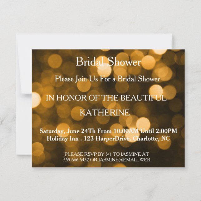 Invitación Faux Gold Glittering Fab Confetti Sparkles Dots (Anverso)