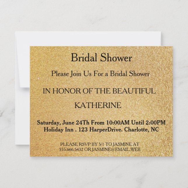 Invitación Faux Gold Glittering Fab Confetti Sparkles Dots In (Anverso)