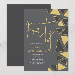 Invitación Faux Gold & Grey Birthday Invitation