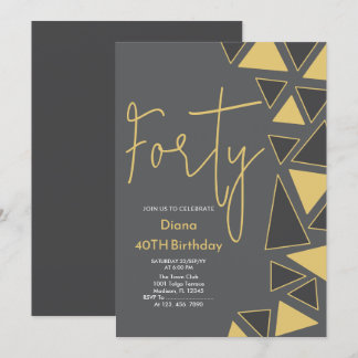 Invitación Faux Gold & Grey Birthday Invitation