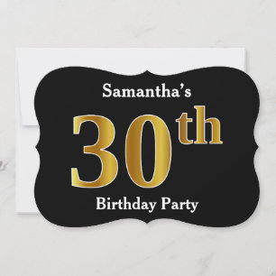 Invitación Faux Gold Look 30th Birthday Fiesta + Custom Name