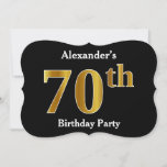 Invitación Faux Gold Look 70th Birthday Party   Custom Name<br><div class="desc">Este diseño de invitación presenta el número ordinal "70" con un aspecto falso dorado. También incluye un nombre personalizado. Podría ser usado para invitar a la gente a la fiesta de cumpleaños setenta de alguien.</div>