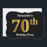 Invitación Faux Gold Look 70th Birthday Party   Custom Name<br><div class="desc">Este diseño de invitación presenta el número ordinal "70" con un aspecto falso dorado. También incluye un nombre personalizado. Podría ser usado para invitar a la gente a la fiesta de cumpleaños setenta de alguien.</div>