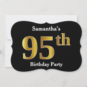 Invitación Faux Gold Look 95th Birthday Party + Custom Name
