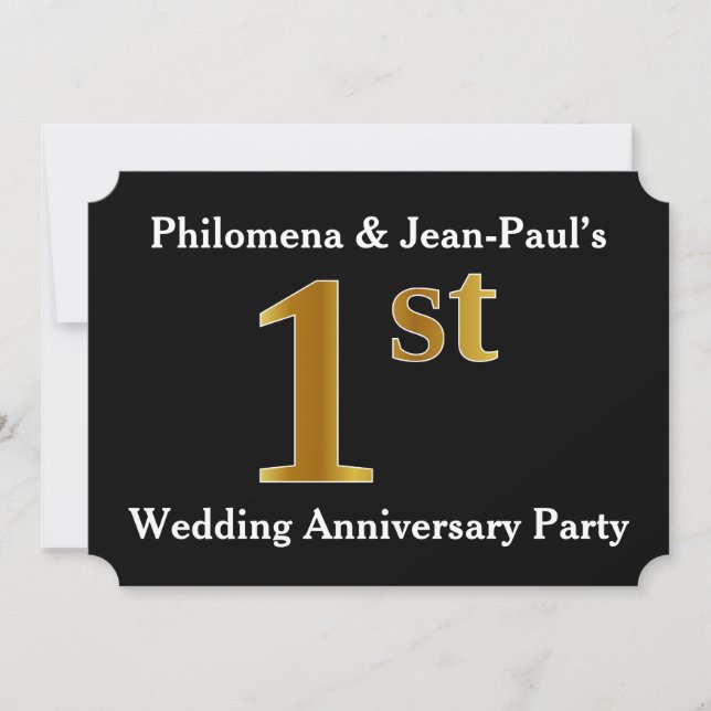 Invitación Faux Gold Look Boda Primer Fiesta Aniversario (Anverso)