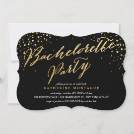 Invitación Faux Gold Purpurina Confetti Moda Bachelorette Par