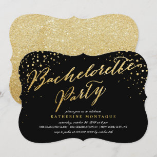 Invitación Faux Gold Purpurina Confetti Moda Bachelorette Par