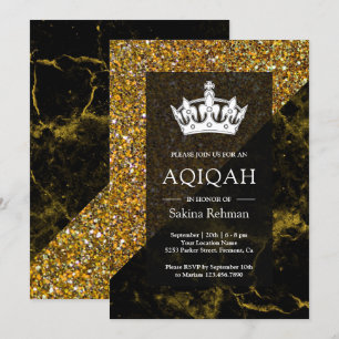 Invitación Faux Gold Purpurina Gold Marble Aqeeqah   Aqiqah
