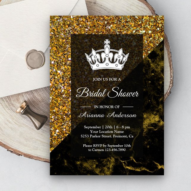 Invitación Faux Gold Purpurina Gold Marble Bridal Shower (Subido por el creador)