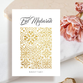 Invitación Faux Gold Purpurina Motif Eid Mubarak Card