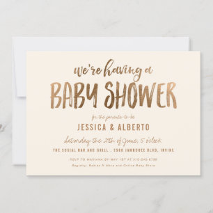 Invitación Faux Gold Shimmer Moda Baby Shower