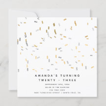 Faux Gold Silver Modern Sprinkles Adultos Cumpleañ