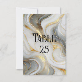 Invitación Faux Gold White Gray Marble Boda Número de tabla